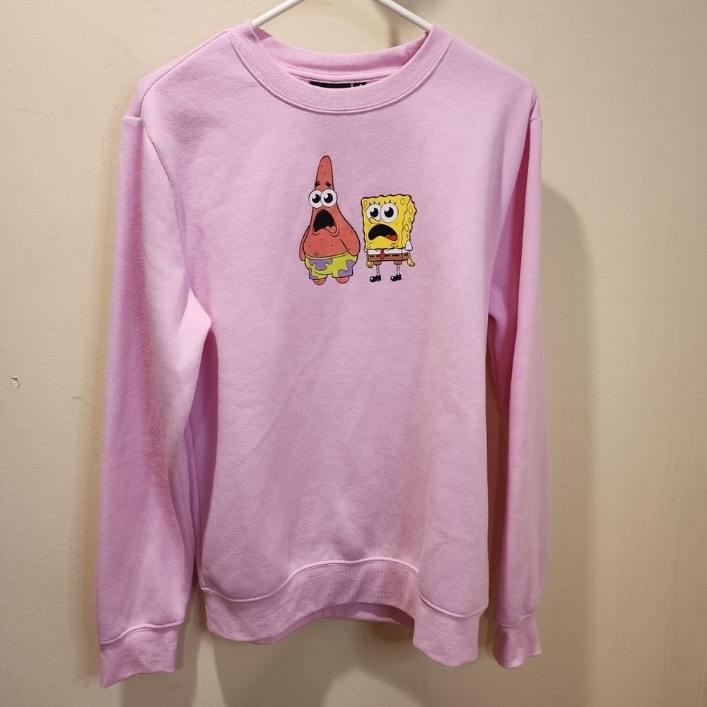 Nickelodeon pink Sponge Bob Pullover Crew Neck Sweater Size S